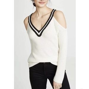 Jack by BB Dakota Womens Made The Squad Cold Shoulder V-Neck Sweater  Small